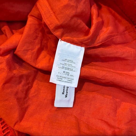 J Crew Coral Red Eyelet Embroidered Tie Neck Flutter Sleeve Shift Dress Size 4. - Picture 6 of 11